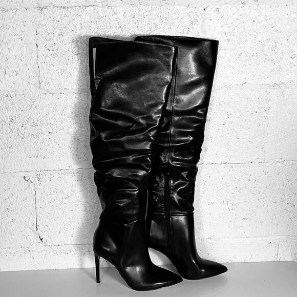Inc Womens Black Slouch Iyonna Pointed Toe Stiletto Dress Boots 5.5 M - Picture 1 of 16